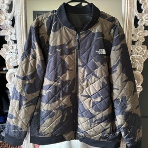 The North Face Men's Camo Quilted Jacket - Black and Brown ( REVERSIBLE Jacket )